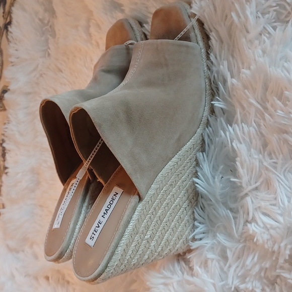 Steve Madden Urge sz 10 Espadrille Wedge Tan Suede Sandal - Picture 4 of 12
